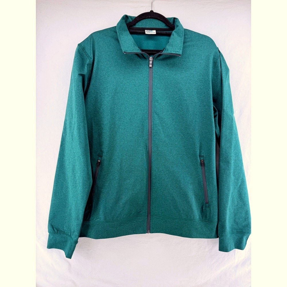 32 Degrees Cool Mens Full Zip Track‎ Jacket Green Heather Mock Neck Size M